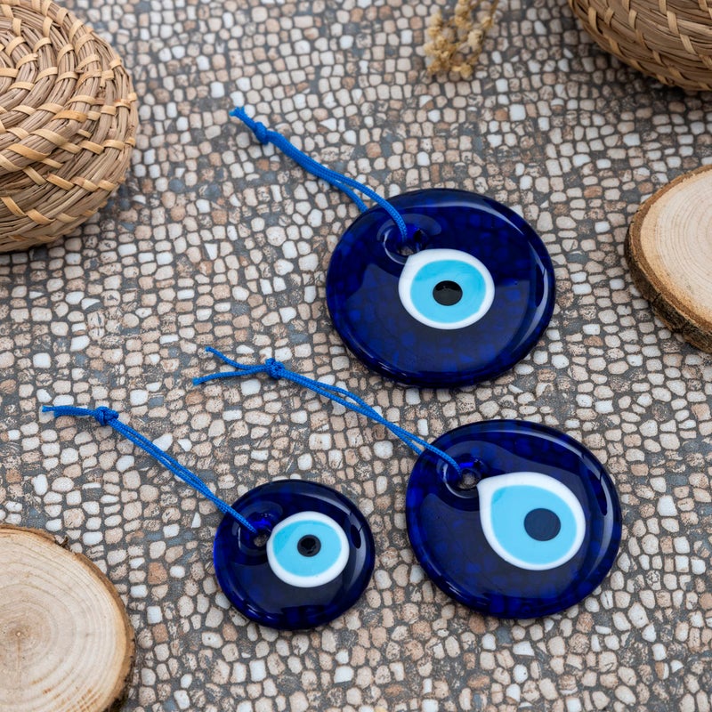Erbulus Turkish Blue Evil Eye Wall Hanging Ornament - Turkish Nazar Beads - Ojo Turco - Triple Evil Eye Home Protection Charm Set of 3 - Wall Decor Amulet in a Box (Blue) - Image 5